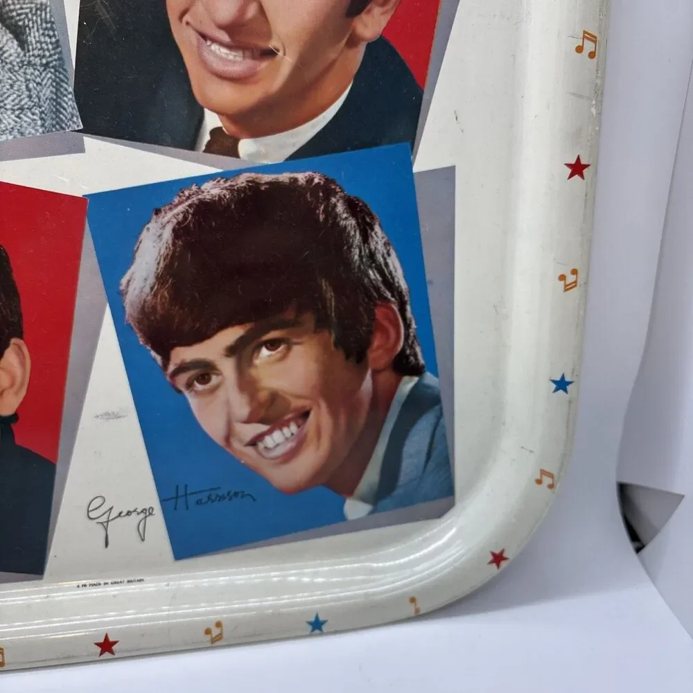 Vintage Beatles Metal Portrait Tray 1964 Great Britain England Worcester Ware
